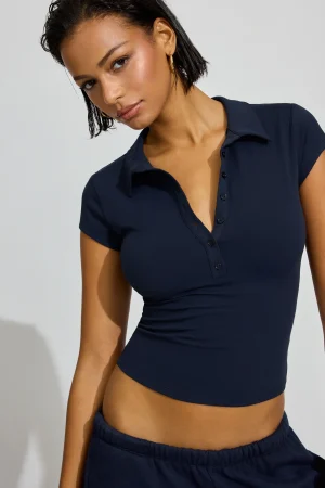 Sleek Short Sleeve Polo Top