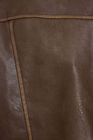 Washed Faux Leather Biker Jacket