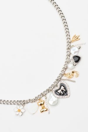 Vintage Hearts & Pearls Charm Necklace