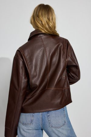 Oversized Faux Leather Worker Jacket