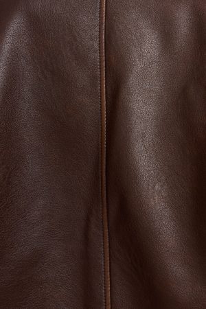 Oversized Faux Leather Worker Jacket