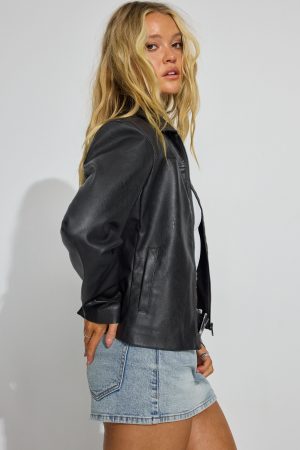 Faux Leather Worker Jacket