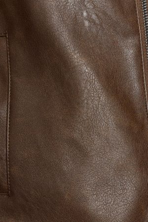 Faux Leather Worker Jacket