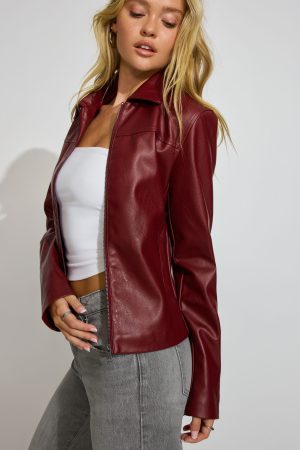 Faux Leather Worker Jacket
