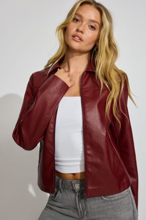 Faux Leather Worker Jacket
