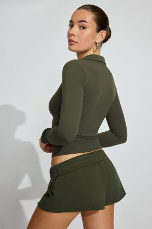 Sleek Polo Long Sleeve Top