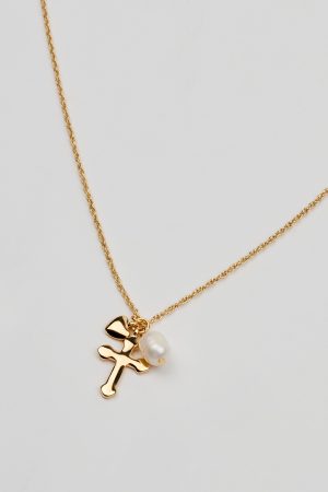 Cross, Pearl, & Heart Necklace