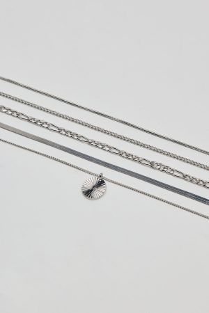 Set of 5 Clean Diamond Cut Oval Necklaces