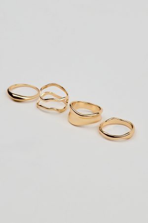 Set of 4 Wavy Minimal Rings