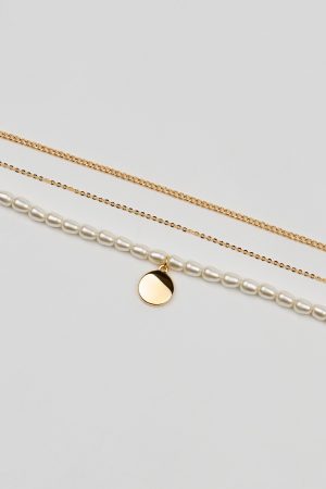 Set of 3 Pearl and Chain Necklaces