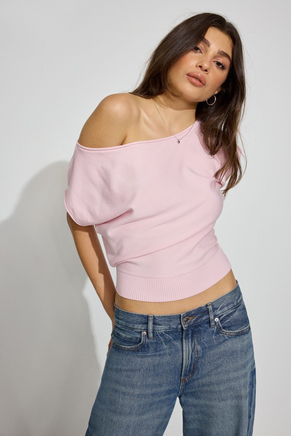 Asymmetric Cinched Waist Sweater