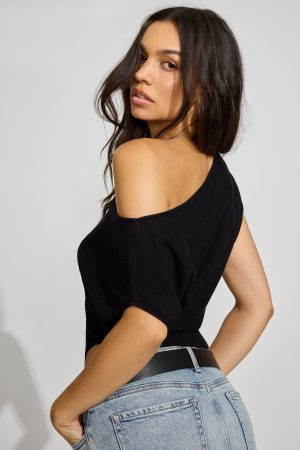 Asymmetric Cinched Waist Sweater