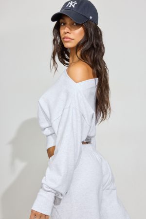 SoftTerry Rib Off Shoulder Sweater