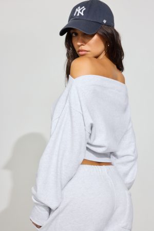 SoftTerry Rib Off Shoulder Sweater