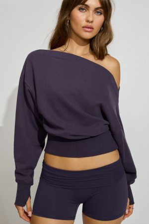 SoftTerry Rib Off Shoulder Sweater