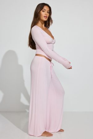 Sheer Ribbed Slouchy Pants