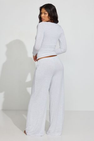 Sheer Ribbed Slouchy Pants
