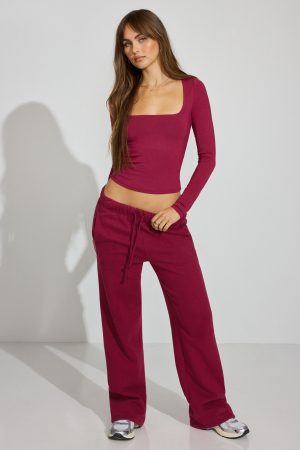 Smooth Open Neck Long Sleeve Tee